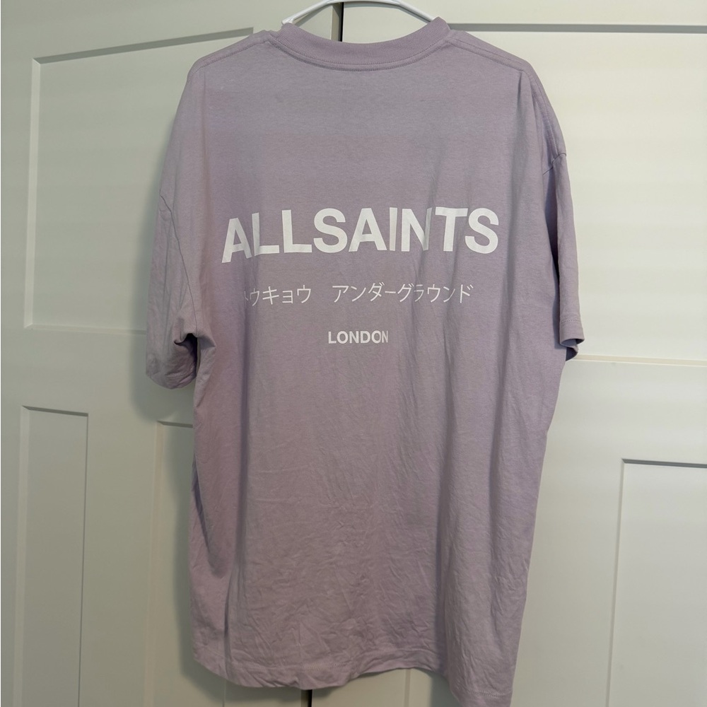 AllSaints Underground Tee in Lilac - Picture 3 of 3